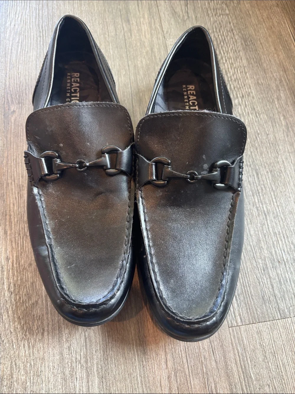 Kenneth Cole Reaction Black Leather Bit Slip-On Loafers